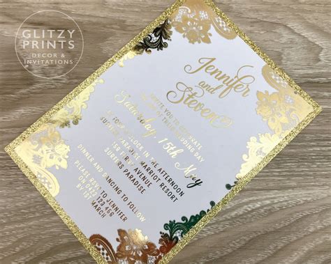 Gold Foil Wedding Invitation Foil Invites Gold Glitter Etsy Australia