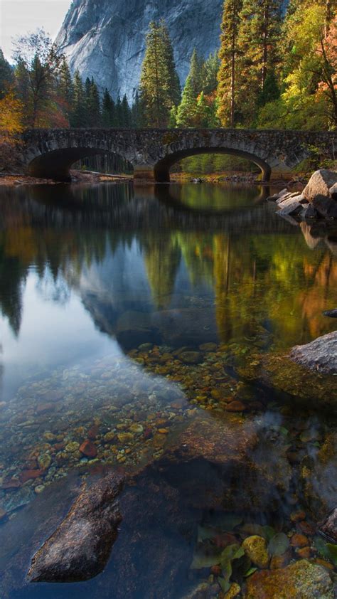 Bridge Over The Merced River In Yosemite National Park California