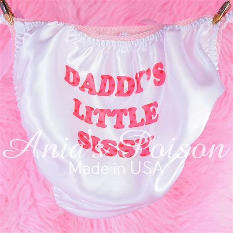 Rare Classic Daddy’s Little Sissy Pink Heart Valentines Day Text String Bikini Panties Tranny
