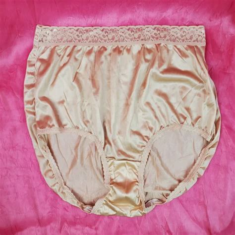 Vtg Sheer Panties Shiny Silky Nylon Gusset W Lace Size 9 Sissy Sexy Granny Panty 18 90 Picclick