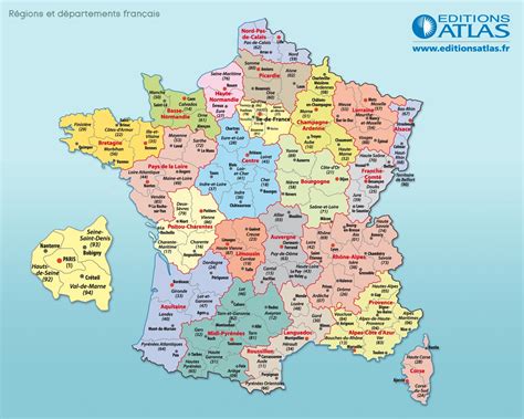 A la recherche d'une carte de france détaillée ou le plan du territoire français ? Carte de France Régions et Départements français - Arts et ...