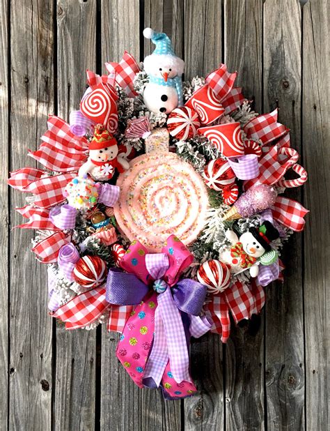 Candy Land Christmas Candy Christmas Wreath Christmas Candy Etsy