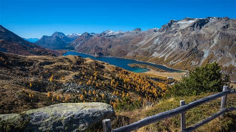 Lake Sils In The Upper Engadine Valley Wallpaper Backiee