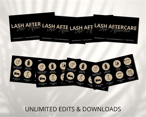 Lash Aftercare Card Template Printable Eyelash Care Cards Etsy Australia