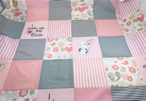 Baby Girl Quilt Personalized Baby Blanket Applique Bunny Etsy