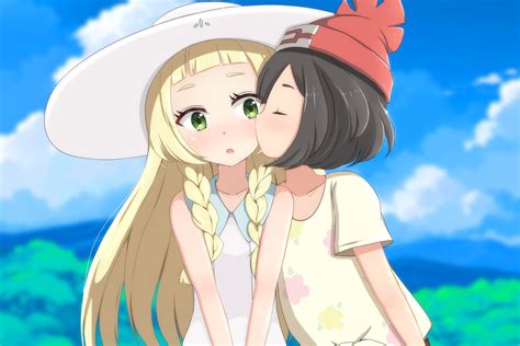 Wallpaper 2700x1800 Px Anime Girls Kissing Lillie Pok Mon Sun Moon