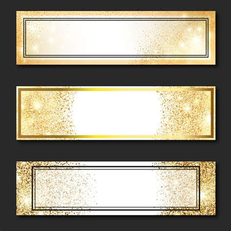 Free Vector Golden Glitter Horizontal Banners