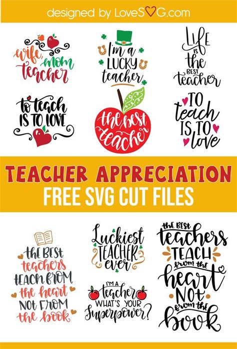 Free Teacher Appreciation Svg Files Teacher Appreciation Cricut