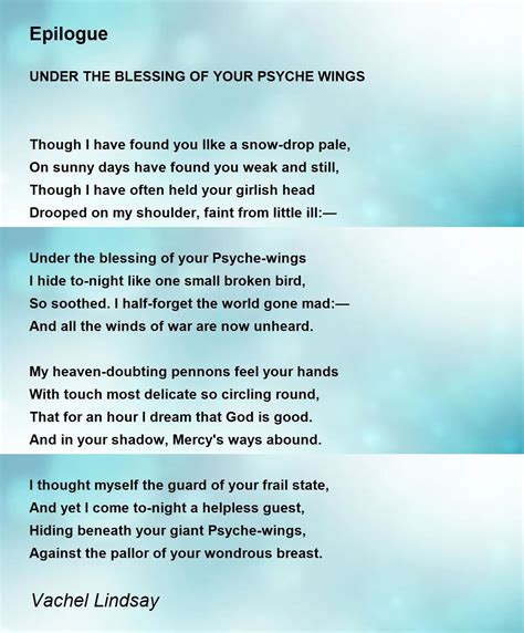 Epilogue Poem by Vachel Lindsay - Poem Hunter