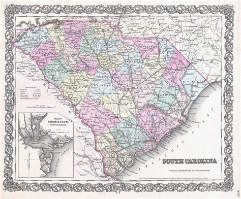 Laminated Map Large Detailed Old Administrative Map Of South Carolina