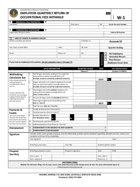 Ky W 1 Louisville 2020 2021 Fill Out Tax Template Online Us Legal