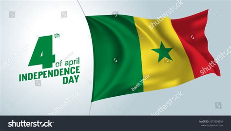 Vektor Stok Senegal Independence Day Greeting Card Banner Tanpa