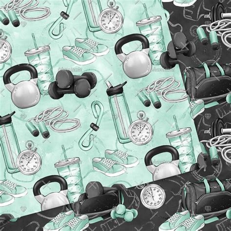 Fitness Digital Papers Workout Patterns Gym Digital Workout Etsy