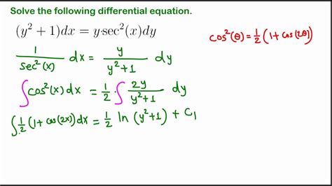 Separable Differential Equations Example 711 Youtube