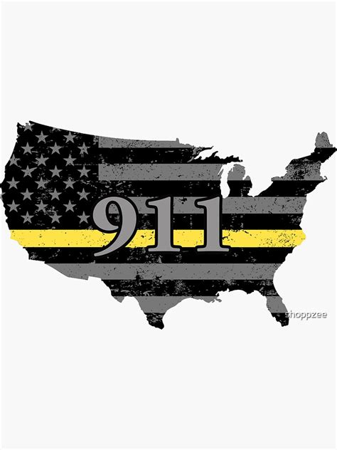 Police Dispatcher 911 Thin Gold Line Sticker By Shoppzee Redbubble