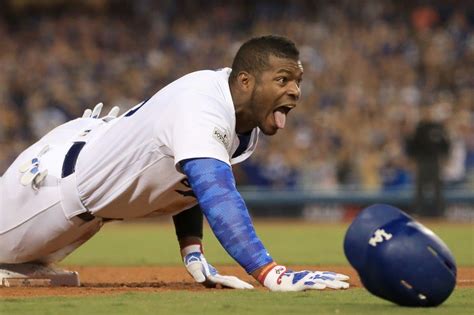 Dodgers Yasiel Puig Launches Himself Tongue First Into October