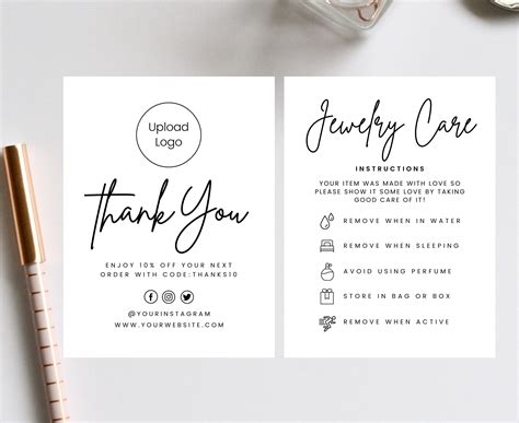 Editable Jewelry Care Card Guide Jewelry Care Card Editable Etsy Canada