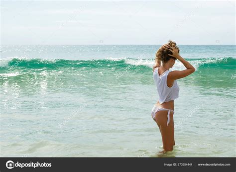 Beautiful Woman In A Wet Shirt In The Sea Stock Photo By Ay Photo