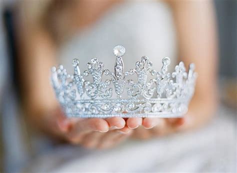 Full Bridal Crown Swarovski Crystal Wedding Crown Portia Silver