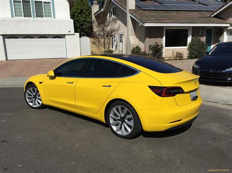 Yellow Tesla Model 3 That Rocked Reddit Now With Tinted Windows And