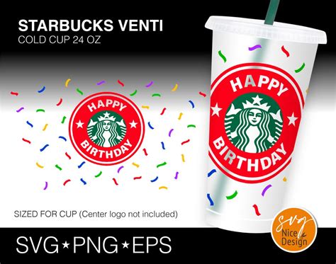 Happy Birthday Starbucks Cup Svg Birthday Theme Decal Diy Etsy
