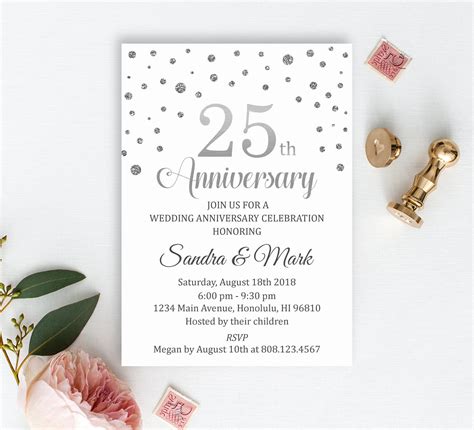 25th Wedding Anniversary Invitation Templates