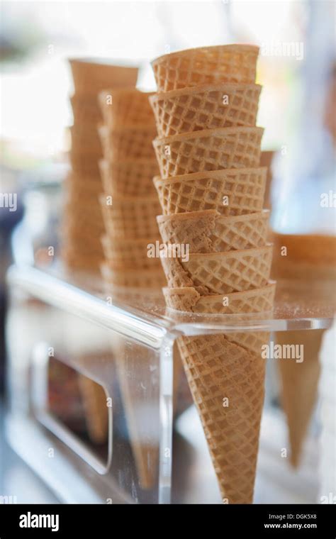 Stacks Of Ice Cream Cones Stock Photo Alamy
