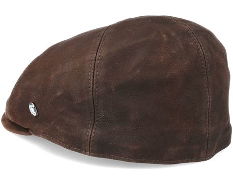 Leather Brown Flat Cap City Sport Caps