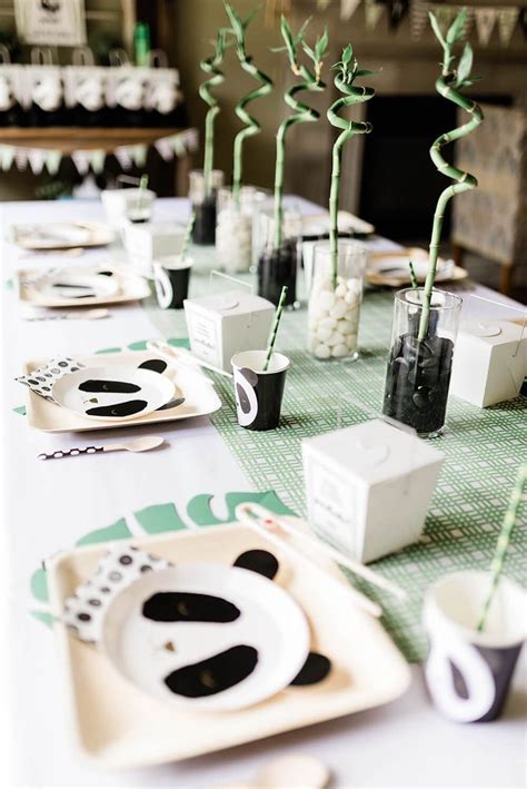 Curly Bamboo In A Vase Makes Simple Panda Party Centerpieces Check Out