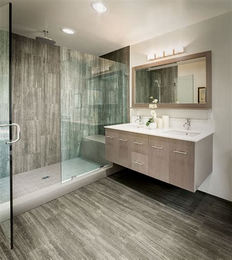These modern modern bathroom ceramic tiles available at alibaba.com have waterproof features to prevent soaking and their destruction. Bathroom With Wood- and Brick-Look Ceramic Tile | Why Tile