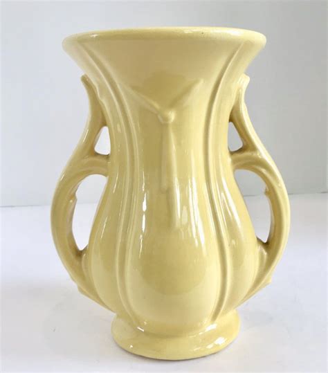 Vintage 1948 Mccoy Pottery Yellow 2 Handled Vase Mccoy Pottery