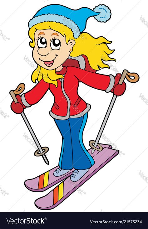 Cartoon Skiing Woman Royalty Free Vector Image