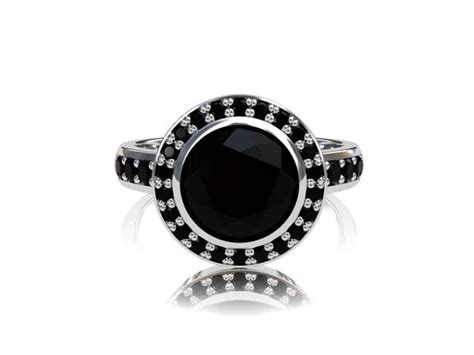 Items Similar To Black Spinel Ring Black Diamond Halo Ring