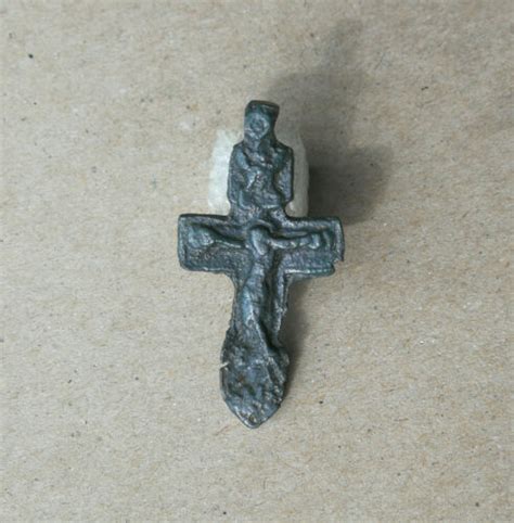 Rare Antique 15 16th Century Orthodox Bronze Iconic Cross Crucifix