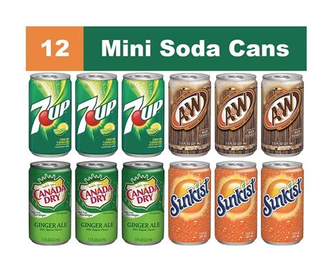 Mini Soda Cans Variety Mix 12 Pack Of 75 Fl Oz Soft