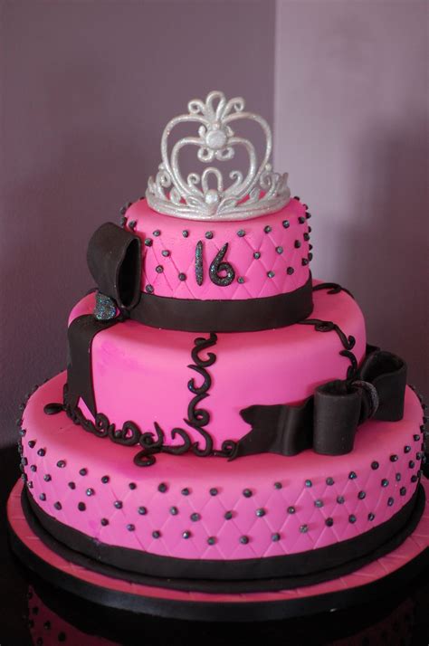 If so, making her cake resemble her car is a great idea! Pink And Black Sweet 16 Birthday Cake The Crown Was Made ...