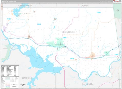Sequoyah County Ok Wall Map Premium Style By Marketmaps Mapsales