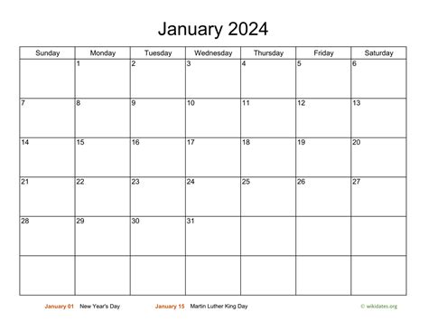 Basic Calendar For January 2024