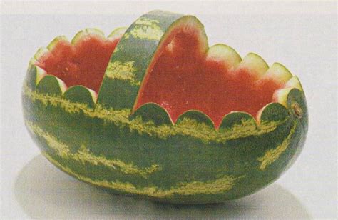 Carving A Watermelon Four Easy Steps Watermelon Carving Watermelon Basket Fruit Display