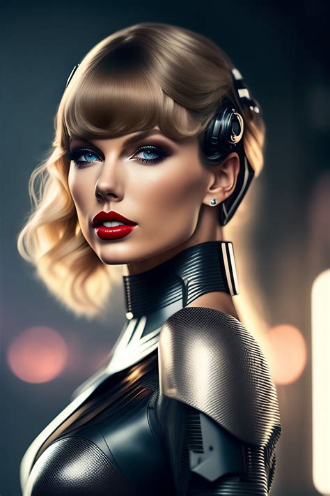 Lexica Taylor Swift As A Cyborg Robot With Computer A Character Side Portrait Realistic