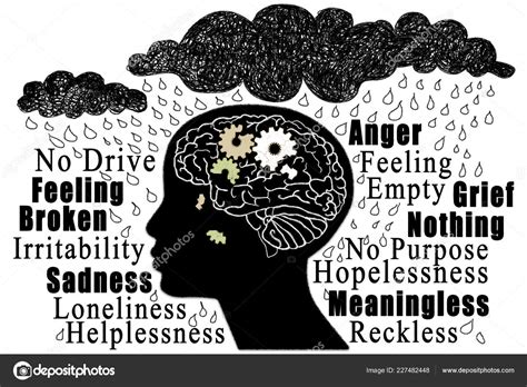 Depression Concept Word Cloud Humanbeing Broken Brain Heavy Rain