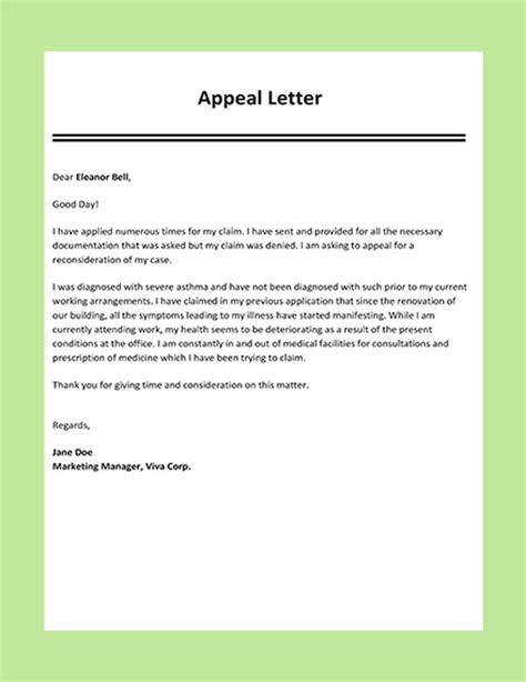 Student Appeal Letter Template Free Download Free Pdf