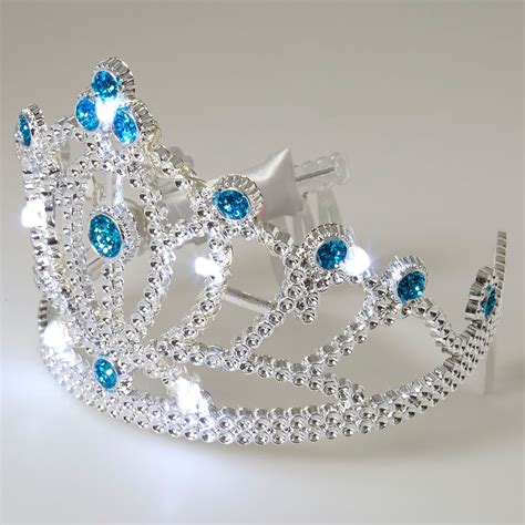 Kids Light Up Silver Tiara Crown With Turquoise Glitter Claires Us