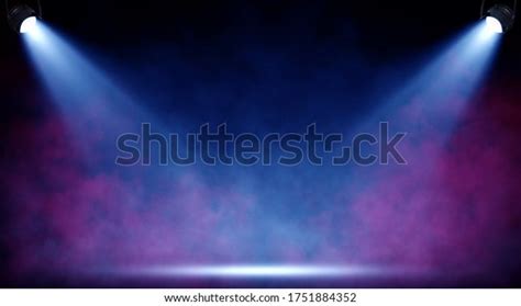 Stage Lights Spotlights Illuminating Empty Stage Stock Photo 1751884352