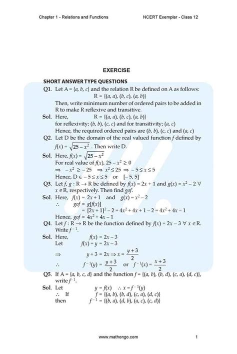 Ncert Exemplar For Class 12 Maths Chapter 1 Mathongo