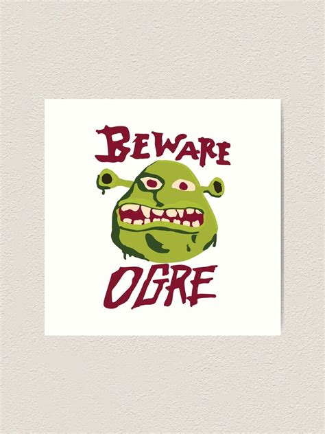Beware Ogre Shrek Sign Art Print For Sale By Sparkydesign Redbubble