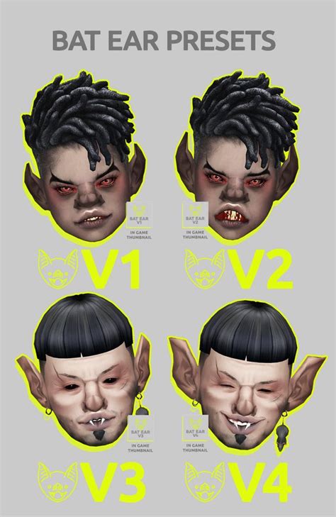 Bat Ear Presets Gerbithats On Patreon Sims 4 Characters Sims 4