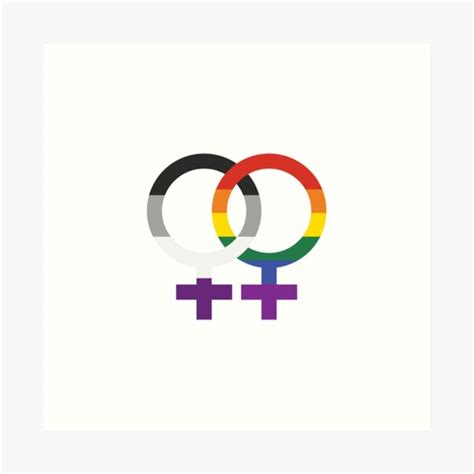 Wlw And Ace Interlocking Symbols With Asexual And Rainbow Flags Art