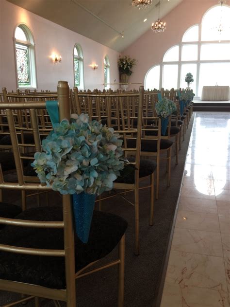 Teal Hydrangea In Cones For Pew Markers By Blossoming Blessings