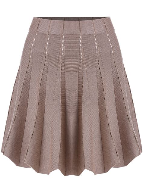 Brown Pleated Knit Skirt Sheinsheinside